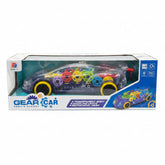 remote control gear car toy with a transparent body and colorful LED lights