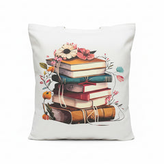 Wildflowers and Books Woman's Handbag "Just One More Chapter" Floral Books Travel Tote Bag Vintage Earth Student Shoulder Bag