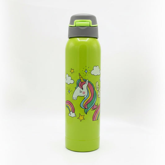 Disney Unicorn Girls Favorite Character Stainless Steel Water Bottle, Insulated, Vacuum Flask with Straw 350ml