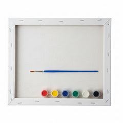 Canvases with a design for painting, includes 1 fine brush and 6 mini tempera paints, 25 x 30 cm.