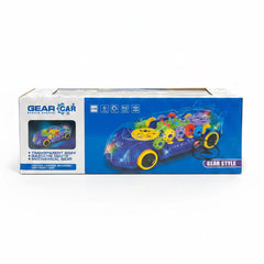 remote control gear car toy with a transparent body and colorful LED lights