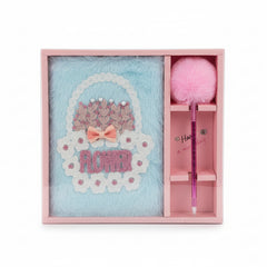 decorative diary and pom-pom pen set