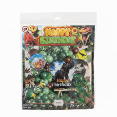dinosaur-themed balloon garland kit for birthday