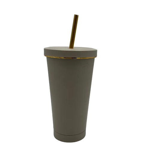 500ml Stainless Steel Coffee Mug Beer Stein Drinking Cup with Lid Drinking Straw Travel Cup Stainless Steel Straw Cup