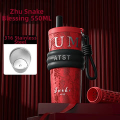 Luxury Red Travel Tumbler with Lid & Strap – Leakproof, Portable, Reusable Water Bottle – Stylish Thermos Cup for Coffee, Tea & Cold Drinks