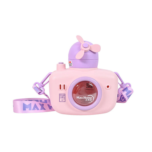 Plastic Fancy Camera Water Bottle - Pink 550ml
