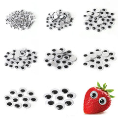 Black White Self-adhesive Doll Eye Movable Simulation Animal Wiggly Googly Eye DIY Children Toy Craft Art Supplies 12mm