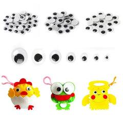 Black White Self-adhesive Doll Eye Movable Simulation Animal Wiggly Googly Eye DIY Children Toy Craft Art Supplies 12mm