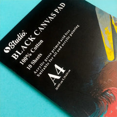 A4 Studio Black Canvas Pad For Oil And Acrylic Painting 10 sheets