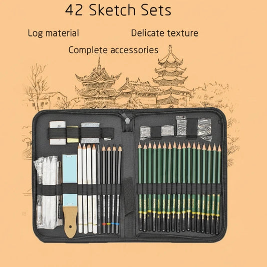 Professional Sketching Kit Artist Sketch And Drawing Pencils Set For Artist 42 Pieces