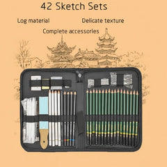 Professional Sketching Kit Artist Sketch And Drawing Pencils Set For Artist 42 Pieces