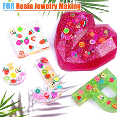 12 Pack Fimo Cane Polymer Slice Fashionable Miniature Fruit/Flower Themed Soft Chunks for Jewelry Making