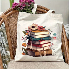 Wildflowers and Books Woman's Handbag "Just One More Chapter" Floral Books Travel Tote Bag Vintage Earth Student Shoulder Bag