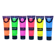 Keep Smiling Fluorescent Acrylic Paint Set – 6 Bright Colors (30ml Each) | Vibrant Acrylics for Canvas, Crafts & DIY Art