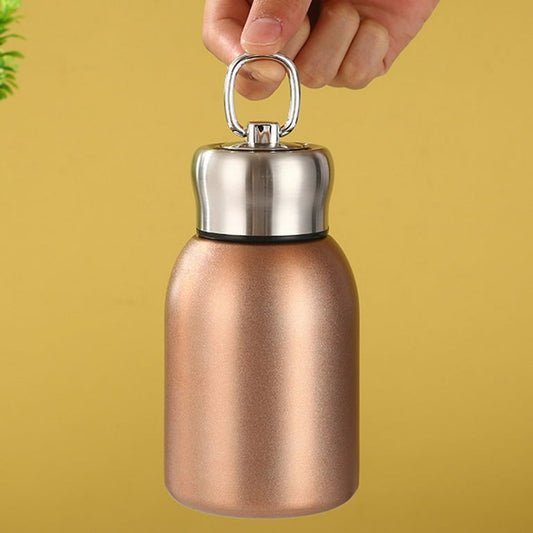 Small Water Bottle 300ML  Leak-Proof Portable with Hook for Indoor Outdoor Rose Gold