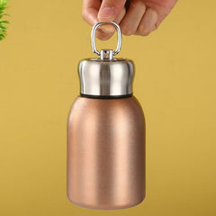 Small Water Bottle 300ML  Leak-Proof Portable with Hook for Indoor Outdoor Rose Gold